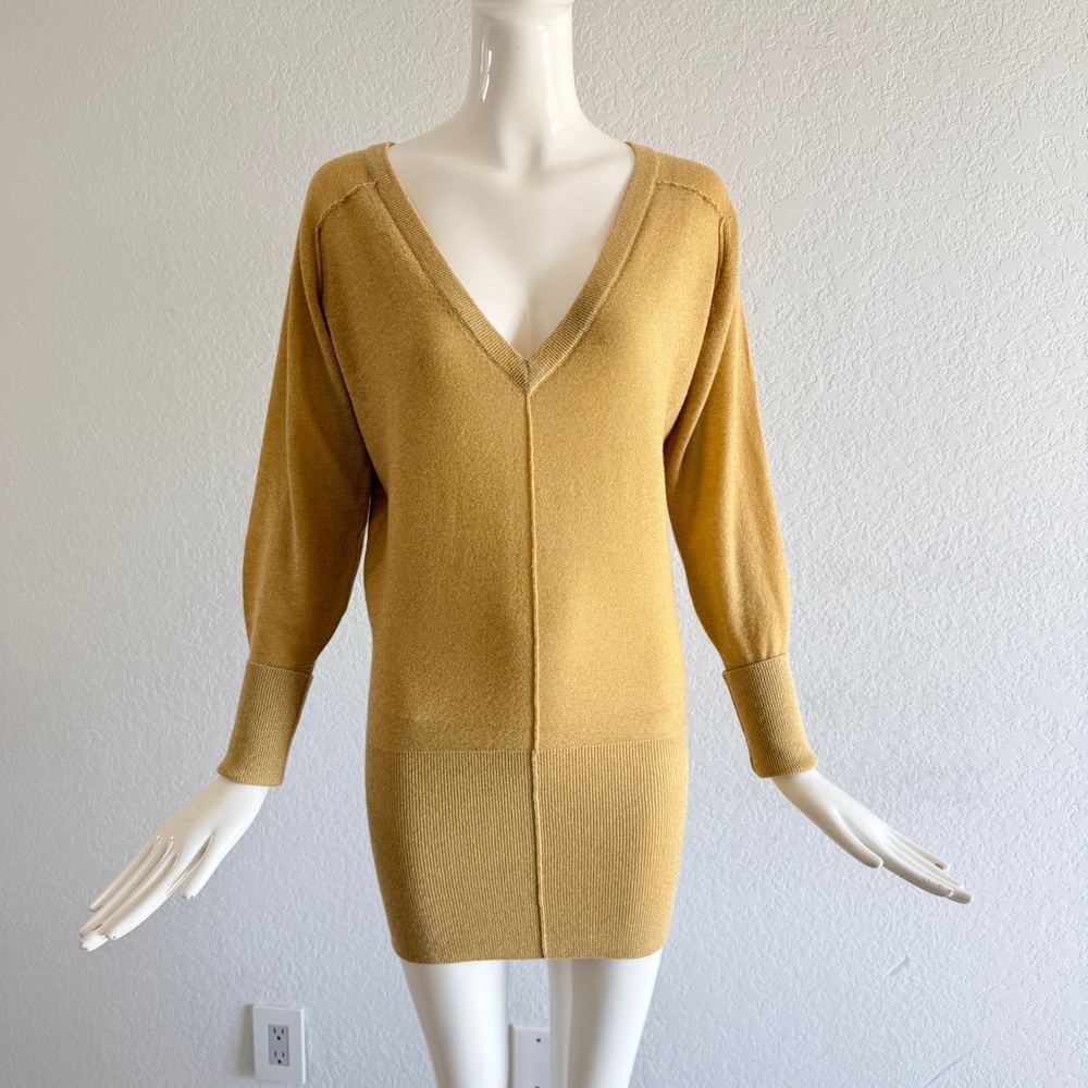twelfth street by cynthia vincent gold metallic cashmere sweater